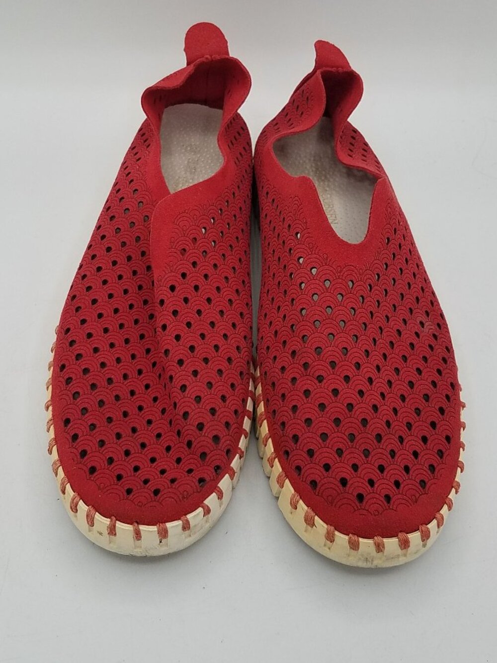 Isle Jacobsen Tulip 139 Flats Womens 42 US 10.5 Red Perforated Slip On Shoes